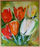 Nr.49 | Ietsje Kuiper | De zes Tulpen | Acryl | 50 x 60 | met houten lijst  